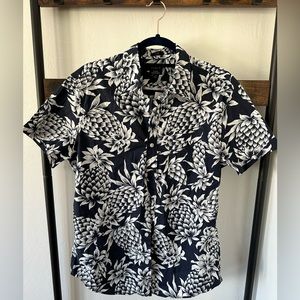 Blue pineapple J crew button up shirt